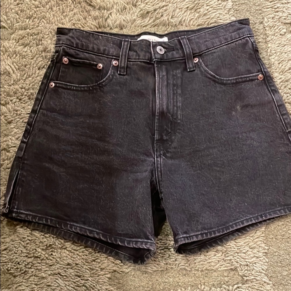 Abercrombie & Fitch Washed Black High-Rise Dad Shorts